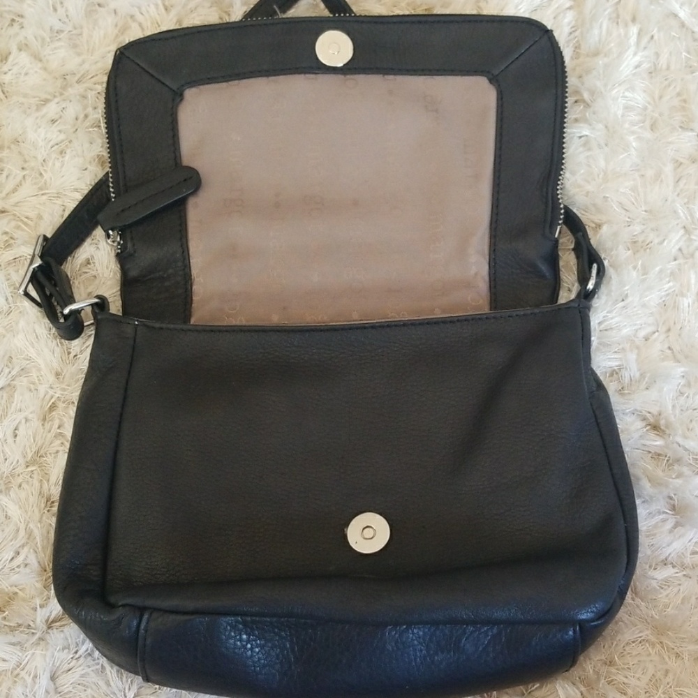 Forgot Small black leather crossbody purse top fla - Picture 3 of 6